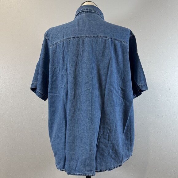 Curious George Womens Embroidered Denim Button-Up Shirt 22W Cotton Short Sleeve - Picture 3 of 14